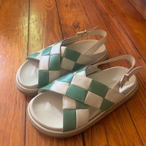 Green and cream chunky sandals by Alohas